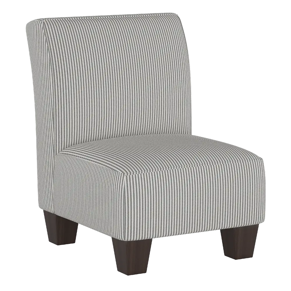 5705KOXFSTRCHR Oxford Striped Charcoal Gray Kid's Slipper Chair-1