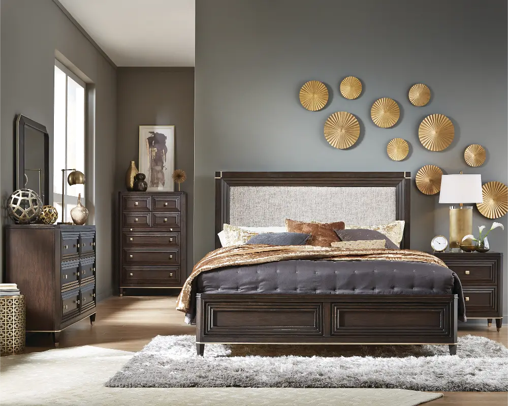 Contemporary Brown 4 Piece Queen Bedroom Set - Zephyr-1