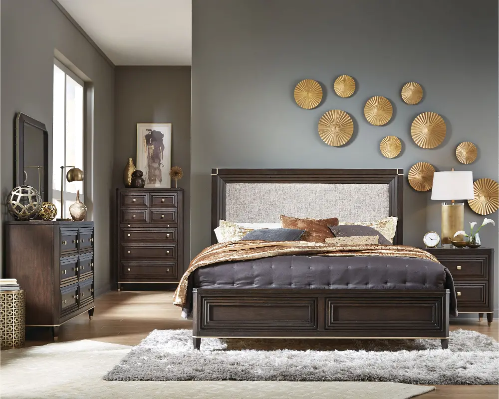 Contemporary Brown 4 Piece King Bedroom Set - Zephyr-1