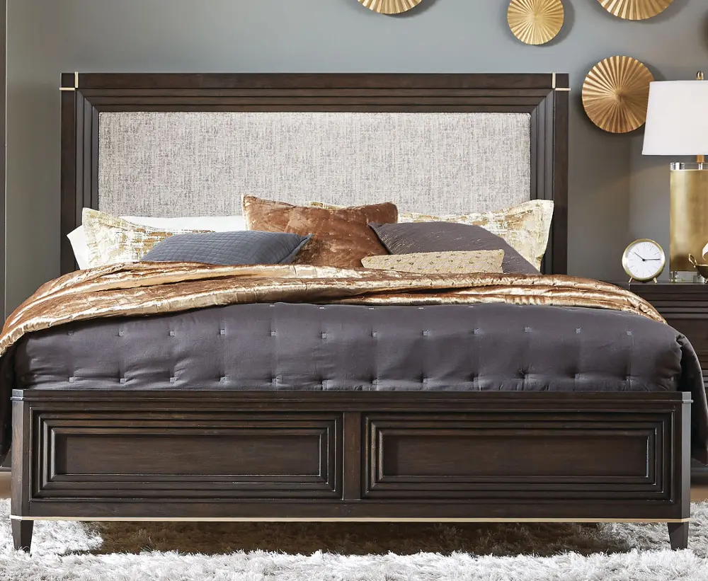 Contemporary Brown King Upholstered Bed - Zephyr-1