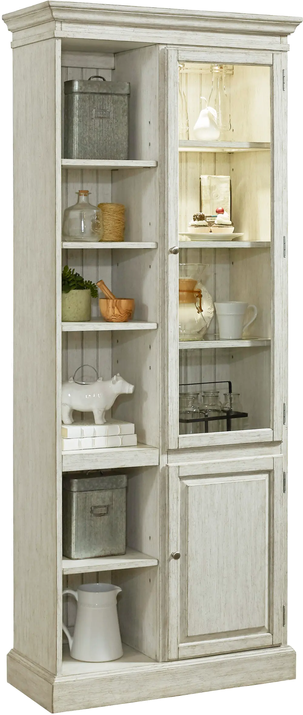 Farmhouse White Pantry Cabinet-1