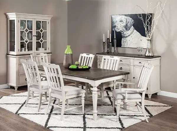 Farmhouse White And Gray 5 Piece Dining, Farm Dining Room Furniture