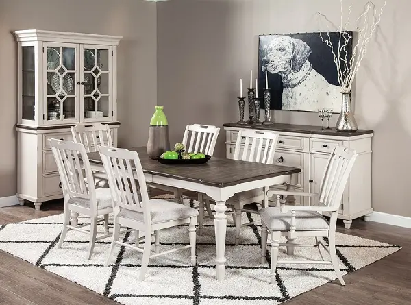 Farmhouse White And Gray 5 Piece Dining Room Set Lexington Rc Willey Farmhouse White And Gray 5 Piece Dining, Farmhouse Style Dining Room Set With Bench
