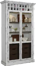 Farmhouse Distressed White and Brown Display Cabinet