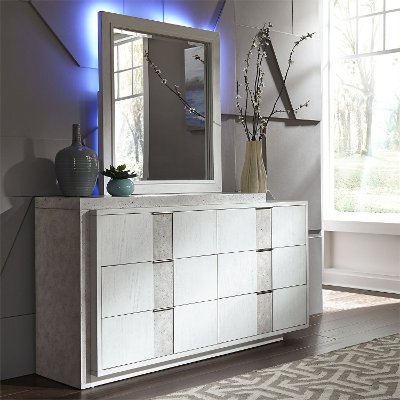 Mirage Contemporary White Dresser Rc, White Dresser With Mirror And Lights