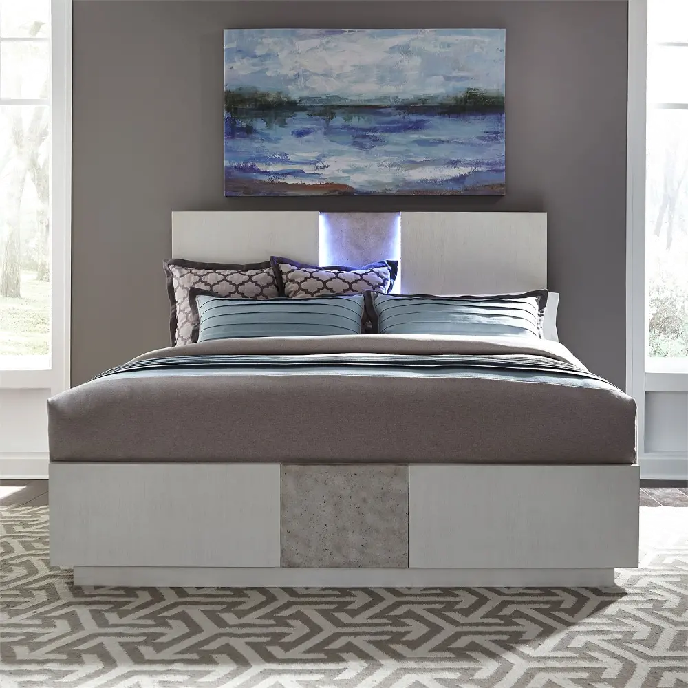 Mirage White Queen Bed with LED Lighting-1