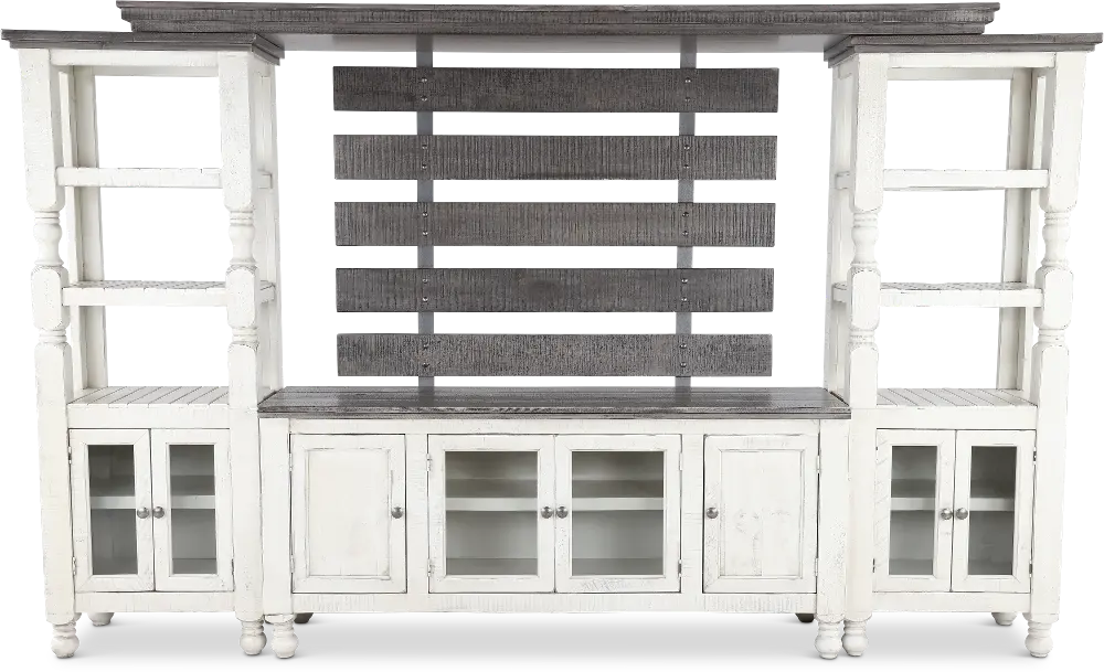 Stone Distressed White 4 Piece Entertainment Center-1