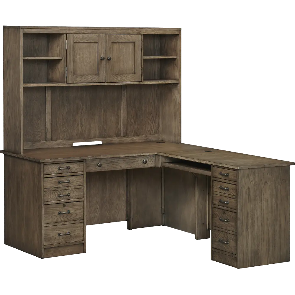 Eastwood Industrial Oak 64 Inch Desk and Hutch-1
