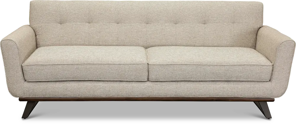 Mid Century Beige Sofa with Rounded Arms - Modern Eclectic-1