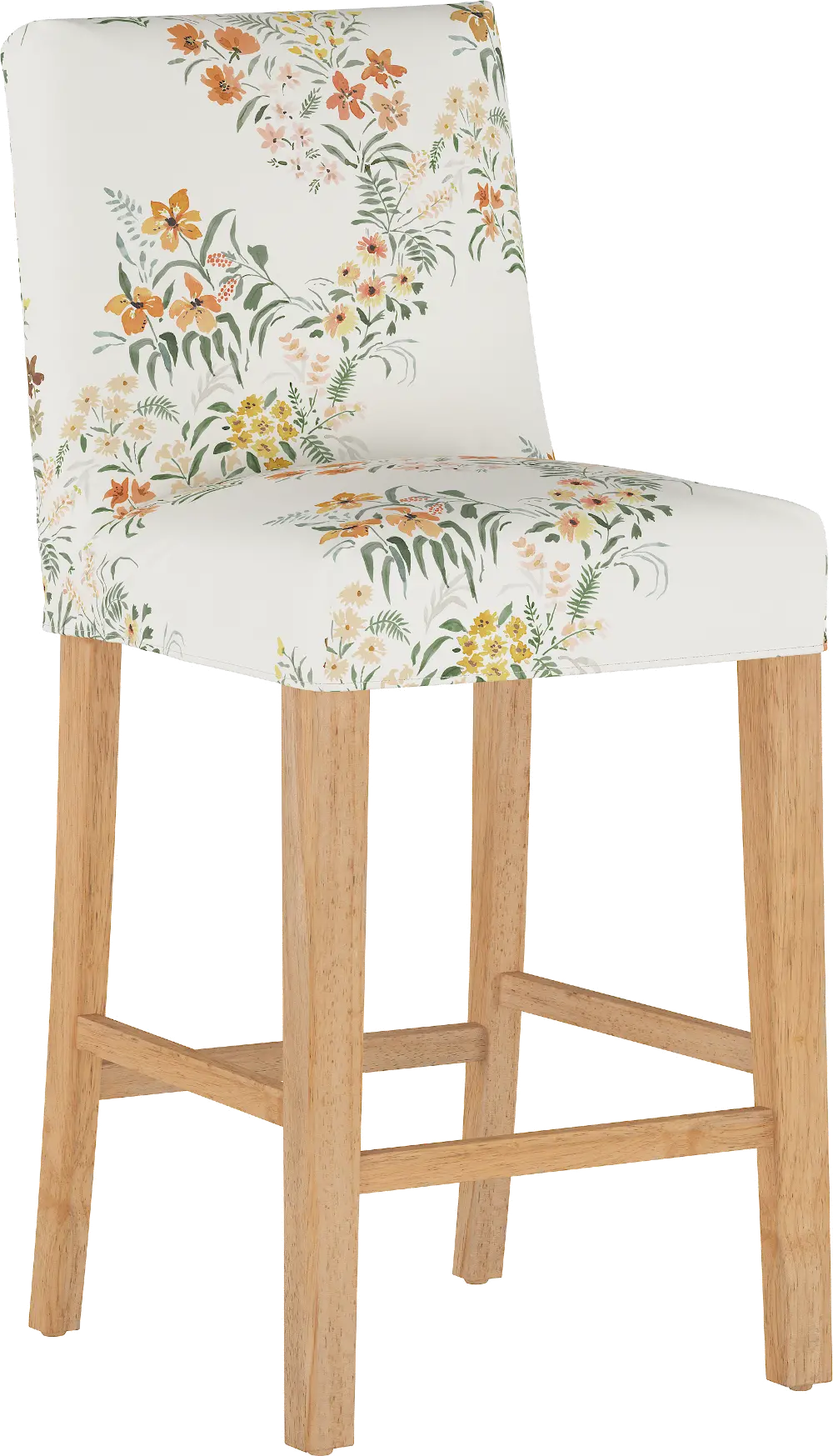 63-8SLNATLCFLHRV Cream Floral Slipcover Upholstered 31 Inch Bar Stool - Jennifer-1