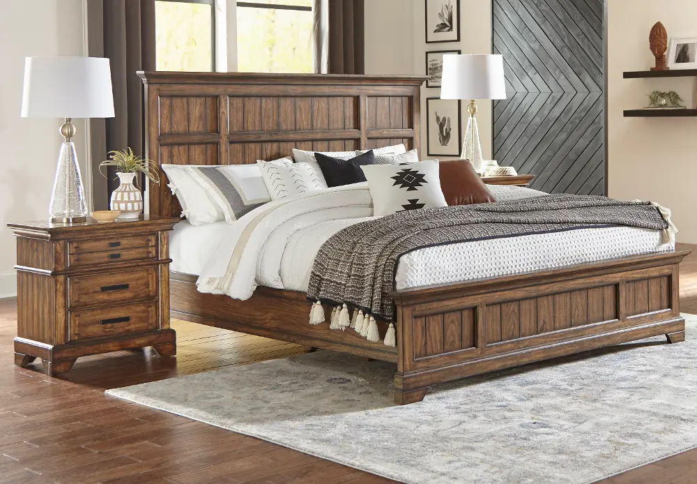 Eagle Mountain Oak Queen Bed-1