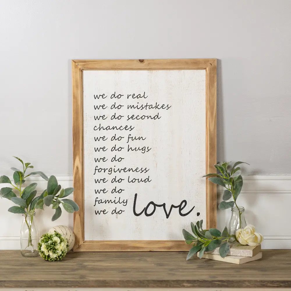 White and Black We Do Love Wooden Sign Wall Decor-1