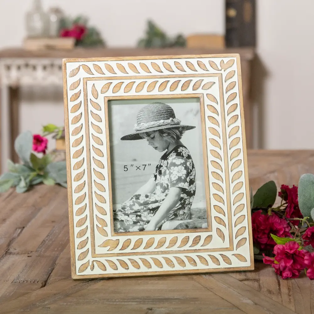 5x7 Whitewash Wooden Picture Frame-1