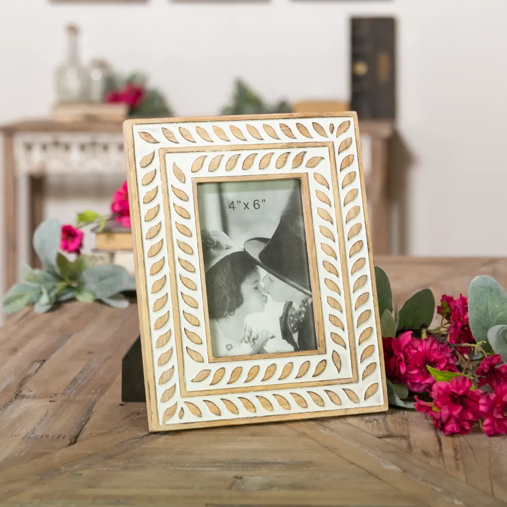 4x6 White Wash Wooden Picture Frame-1