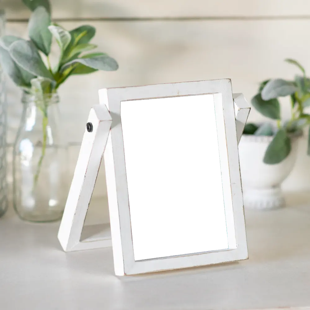 White Wood Picture Frame with Built in Easel-1