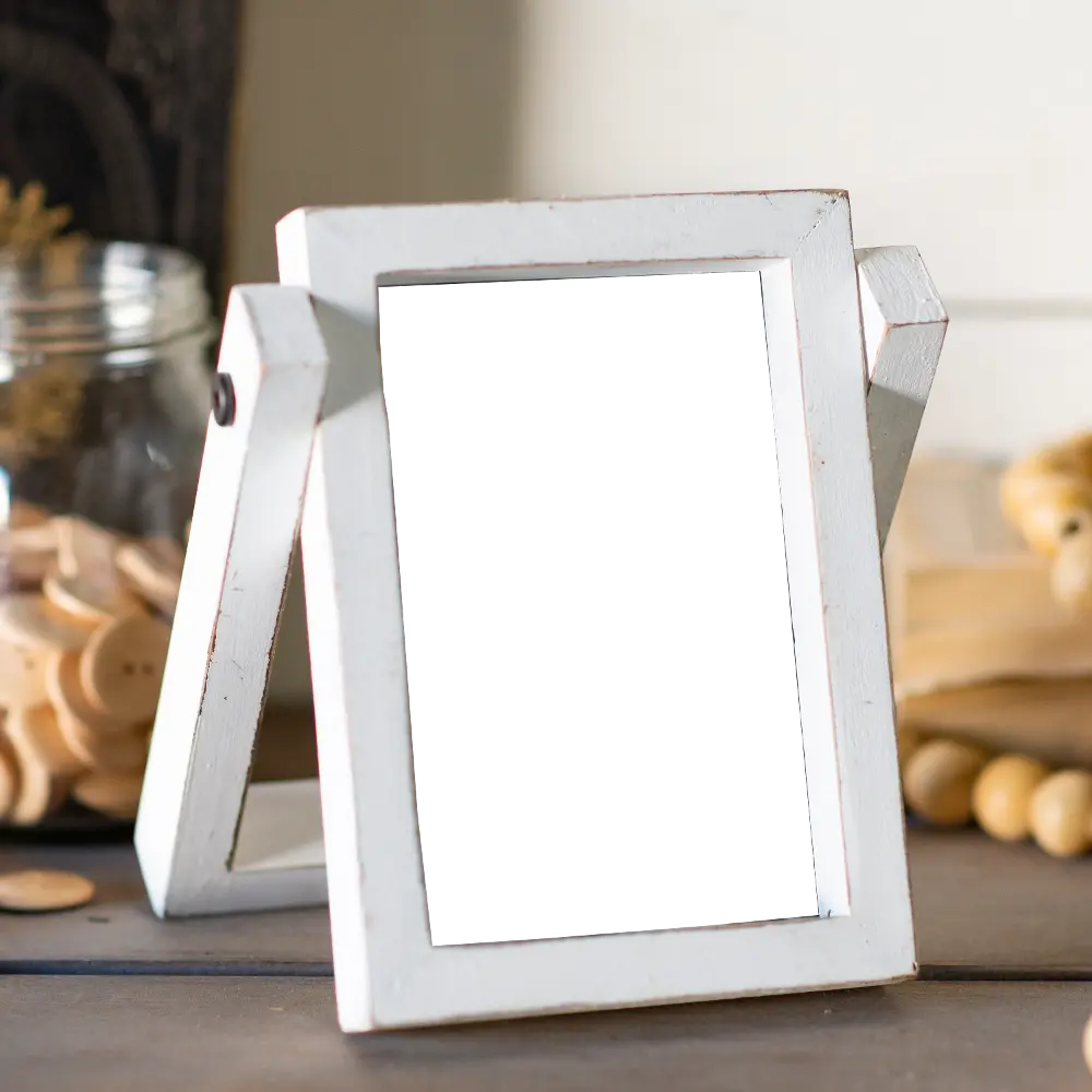 White Wood Picture Frame with Built in Easel-1