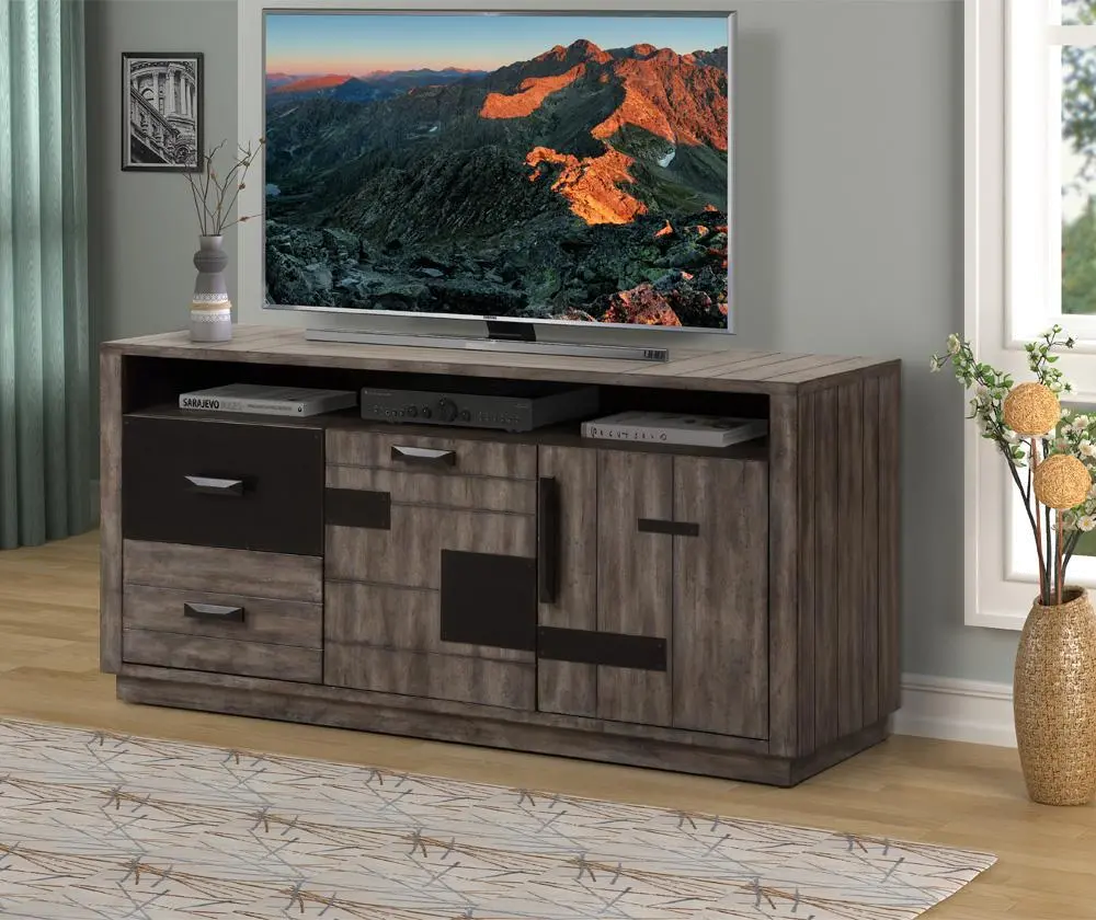 Modern Driftwood Gray 63 Inch TV Stand - River Rock-1