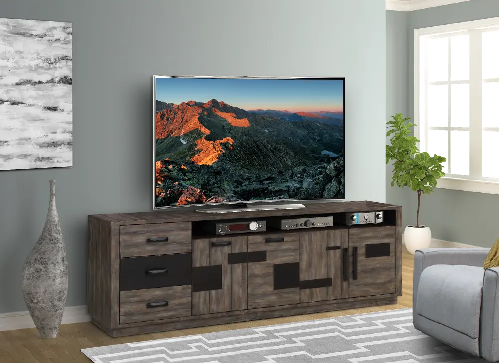 Modern Driftwood and Gray 92 inch TV Stand-1