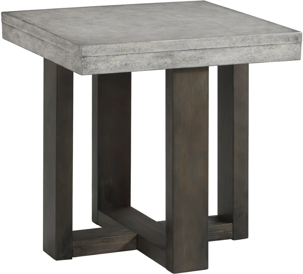 Modern Espresso and Concrete End Table - Concrete-1
