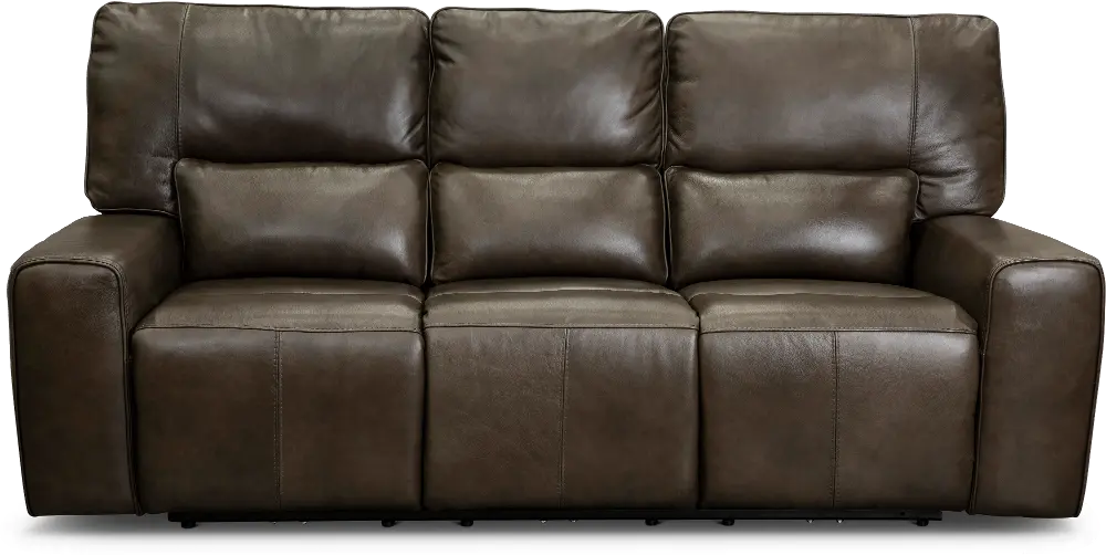 Zero Gravity Concrete Brown Leather Power Triple Reclining Sofa-1