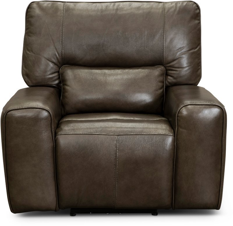 Concrete Brown Leather Power Recliner, Leather Zero Gravity Chair