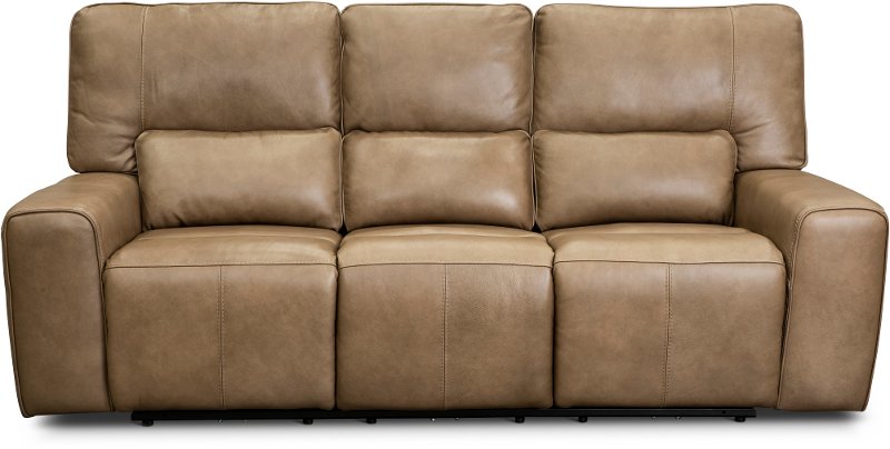 Saddle Brown Leather Power Triple, All Leather Reclining Sofas