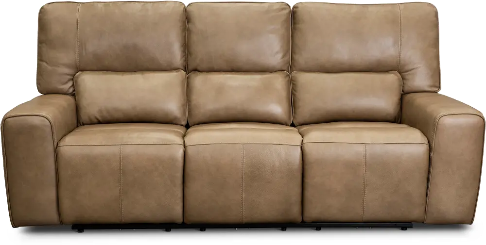 Zero Gravity Saddle Brown Leather Power Triple Reclining Sofa-1