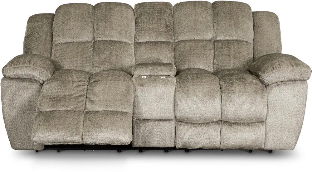 Elton Dove Gray Power Reclining Loveseat with Console-1