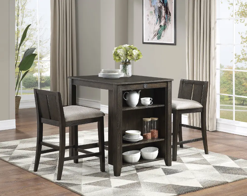Brown 3 Piece Counter Height Dining Room Set - Daye-1