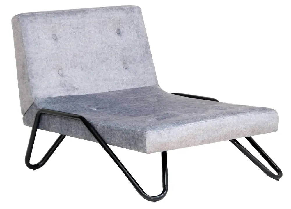 Gray Faux Leather Flip Out Lounge Chair-1