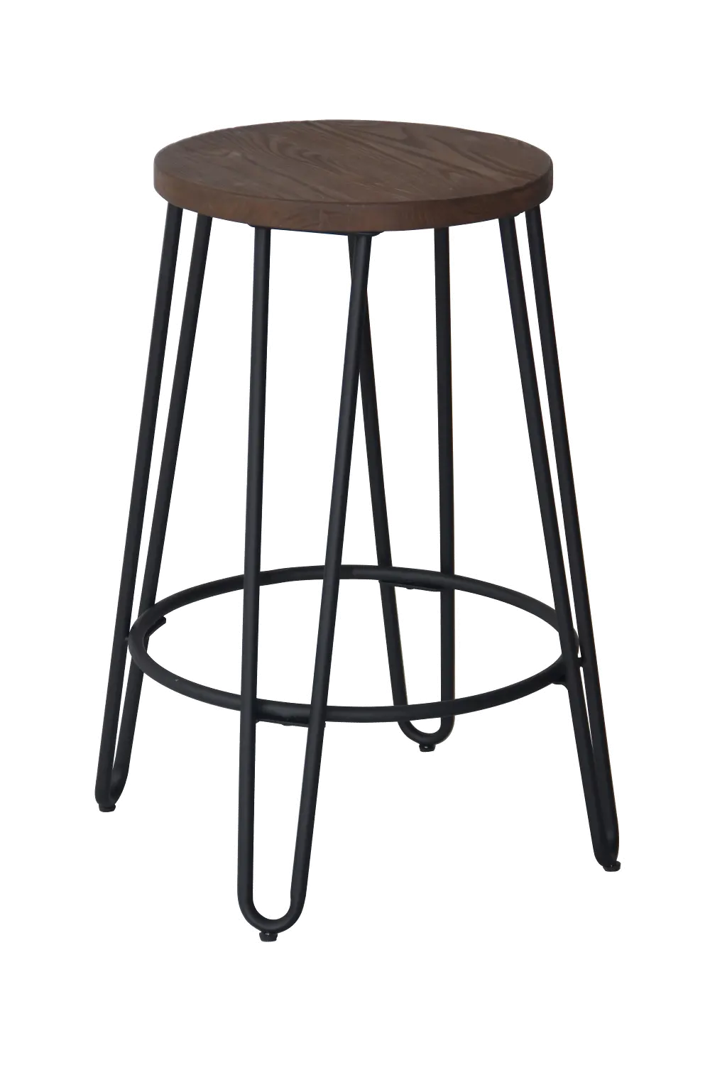Black Metal and Wood Counter Height Stool - Quinn-1