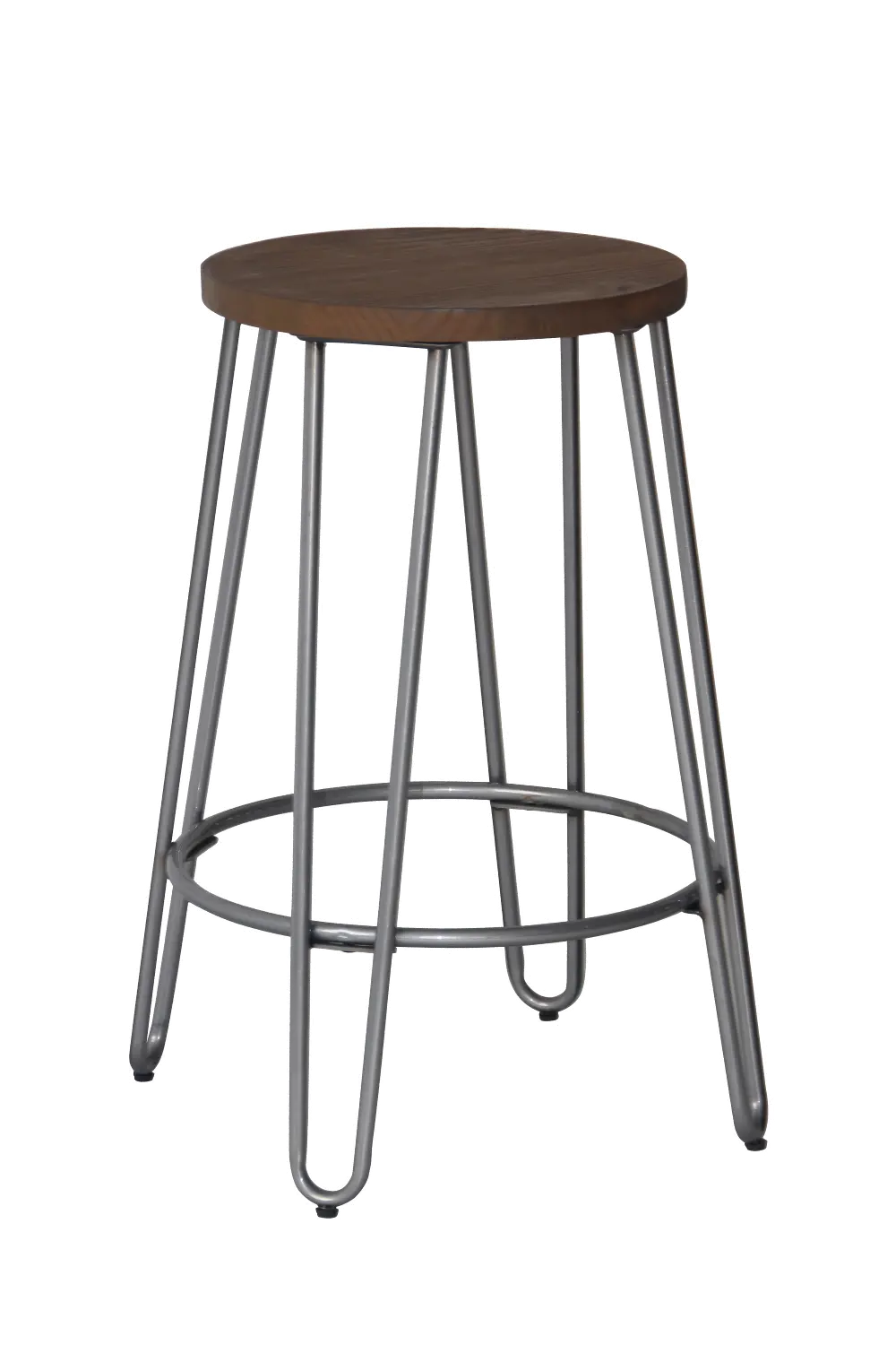 Silver Metal and Wood Counter Height Stool - Quinn-1