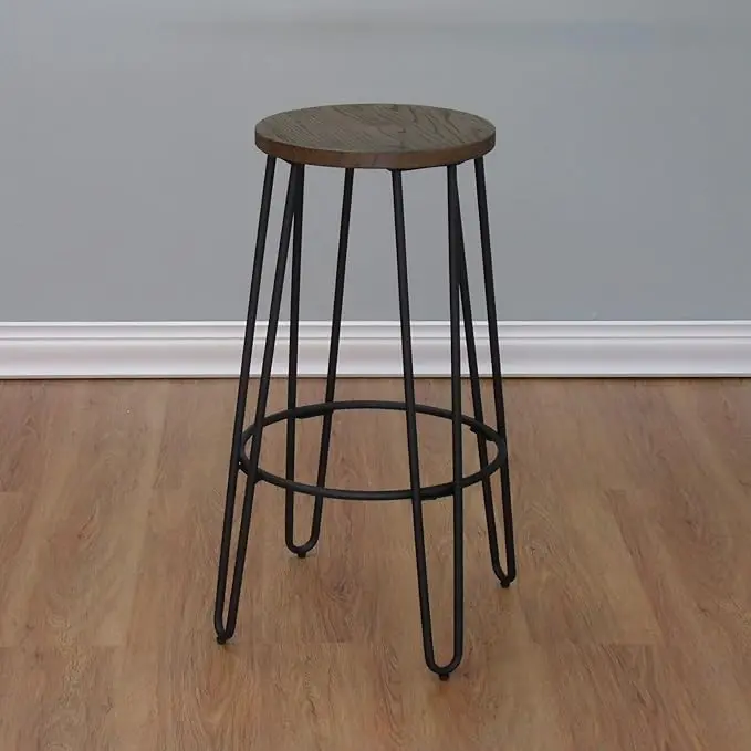 Black Metal and Wood Bar Stool - Quinn-1