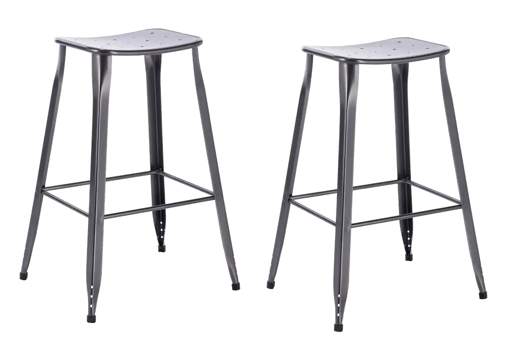 Industrial Charcoal Metal Saddle Style Bar Stool (Set of 2) - Lennon-1