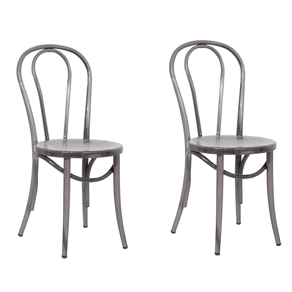 Silver Metal Bistro Dining Room Chair (Set of 2) - Ellie-1