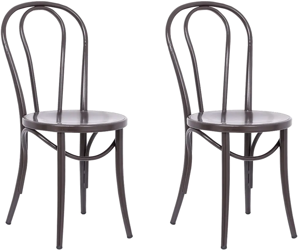 Brown Metal Bistro Dining Room Chair (Set of 2) - Ellie-1