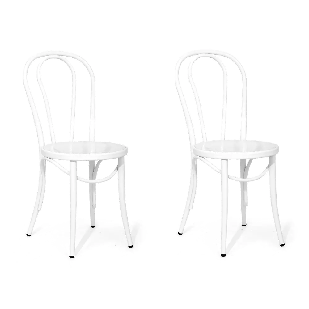 White Metal Bistro Dining Room Chair (Set of 2) - Ellie-1