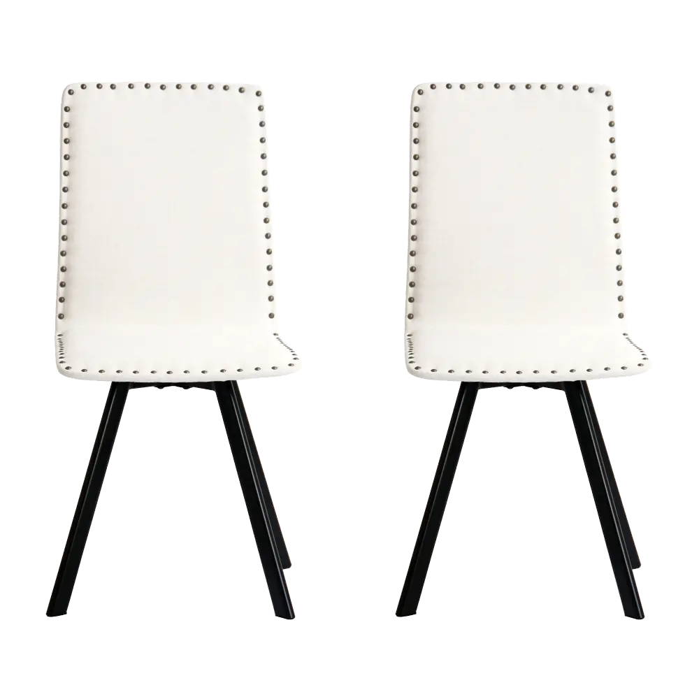 White Upholstered Swivel Dining Room Chair (Set of 2) - Linen-1