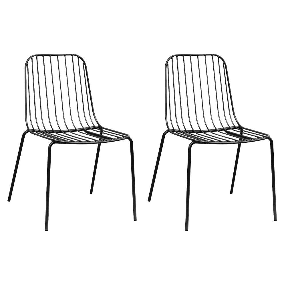 Kids Black Parallel Wire Activity Chair - Set of 2-1