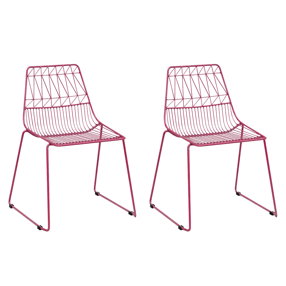 Kids Bright Pink Geometric Wire Activity Chairs - Set of 2-1