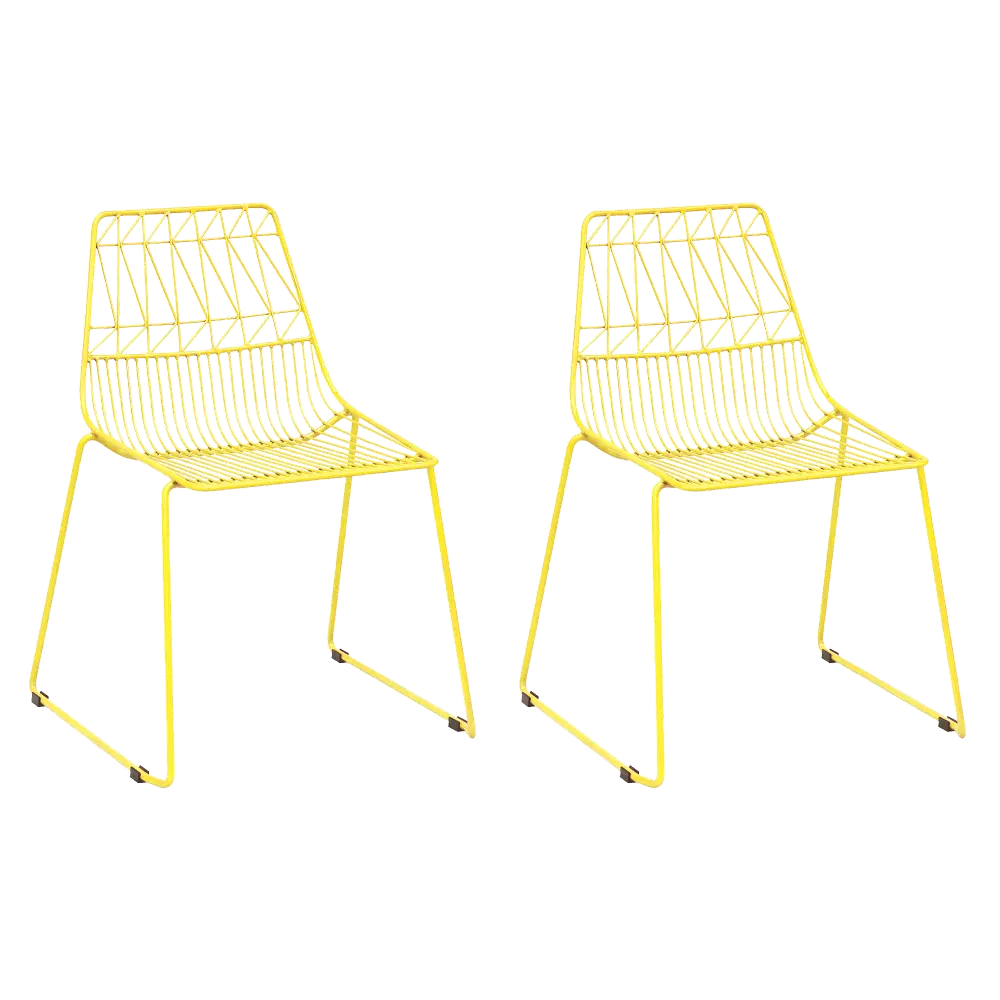 Kids Yellow Geometric Wire Activity Chairs - Set of 2-1