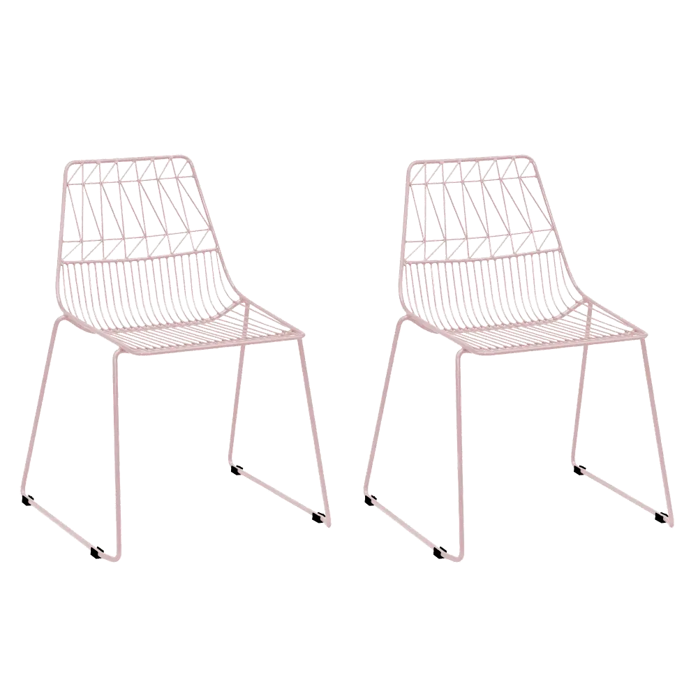 Kids Blush Pink Geometric Wire Activity Chairs - Set of 2-1