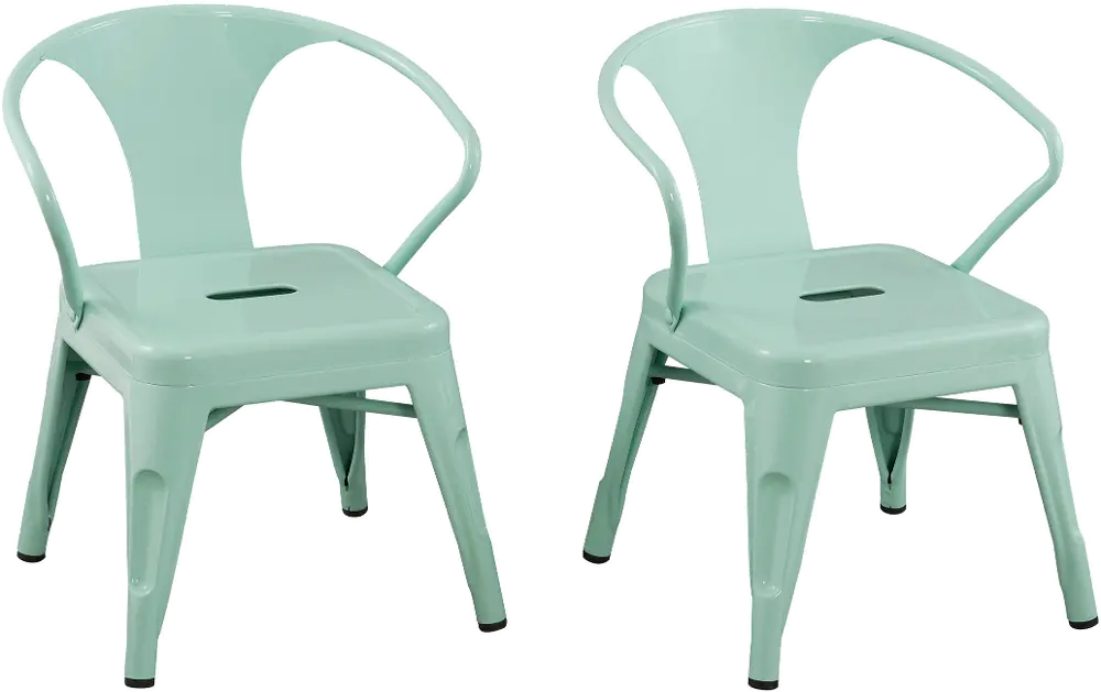 Kids Mint Green Metal Activity Chairs - Set of 2-1