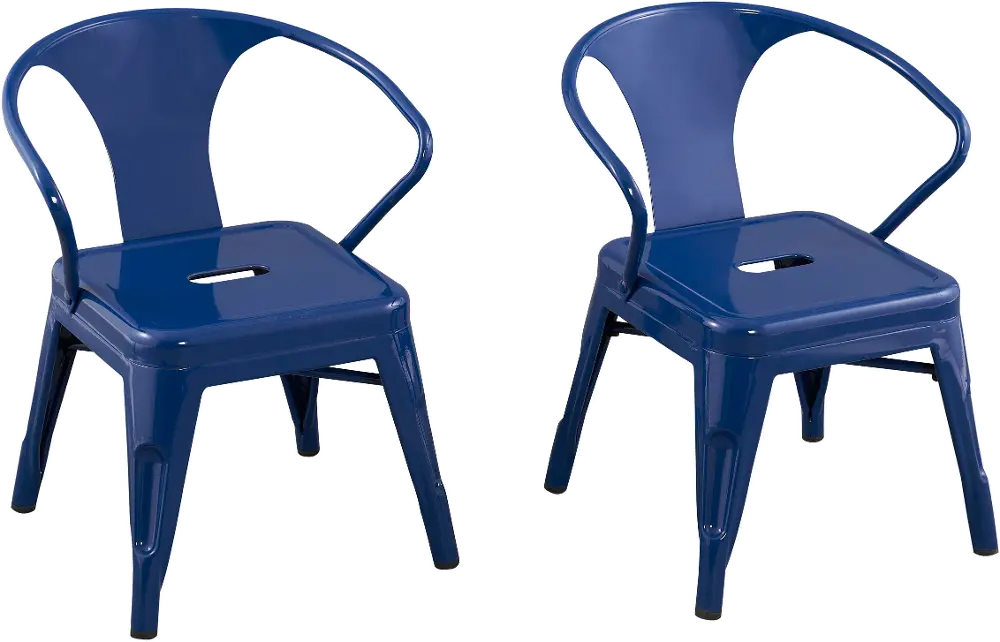 Kids Navy Blue Metal Activity Chairs - Set of 2-1