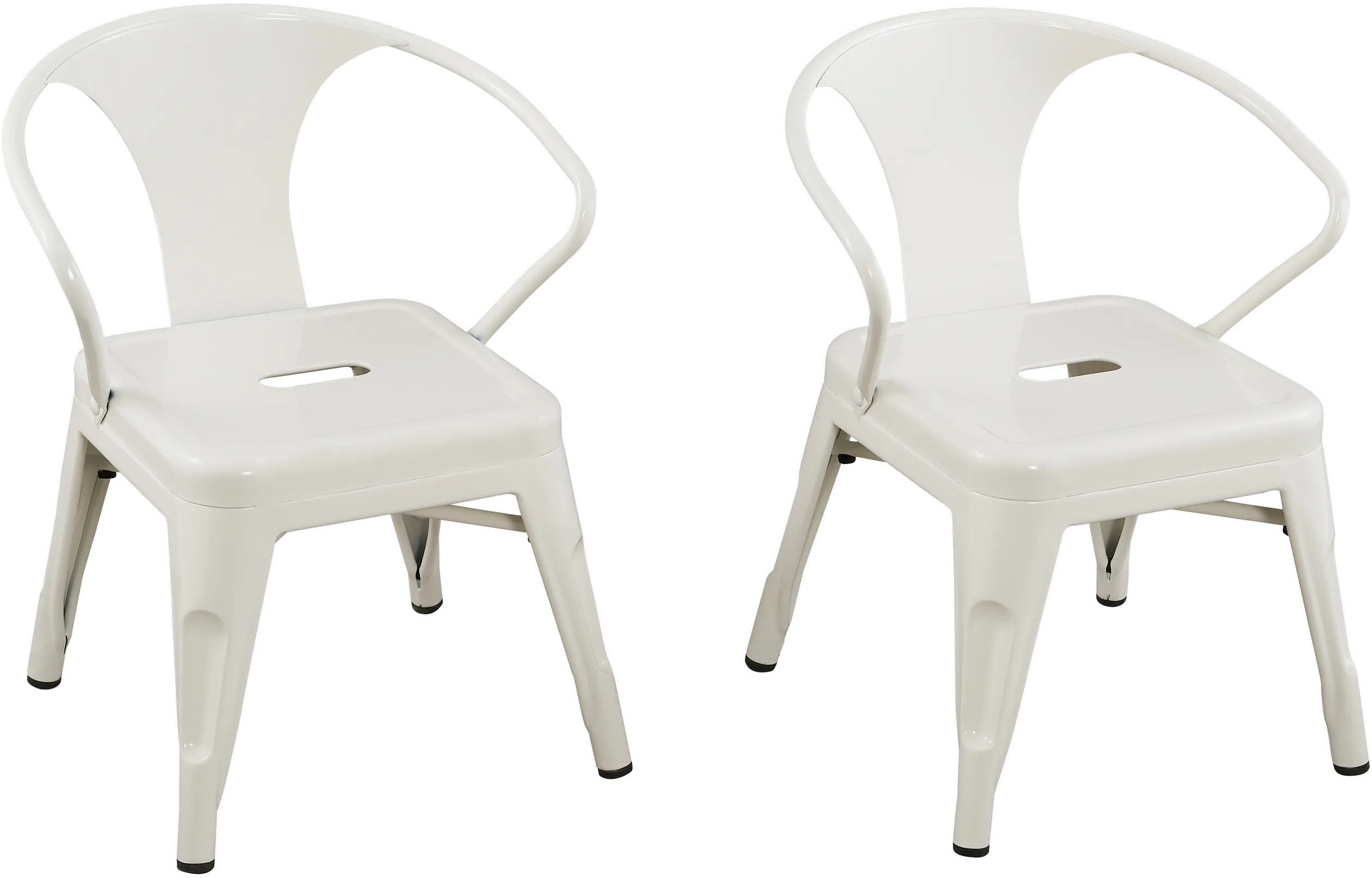Kids White Metal Activity Chairs - Set of 2