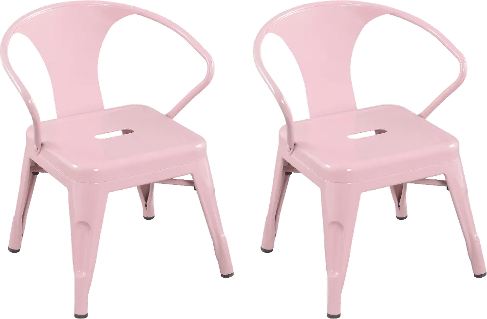 Kids Blush Pink Metal Activity Chairs - Set of 2-1