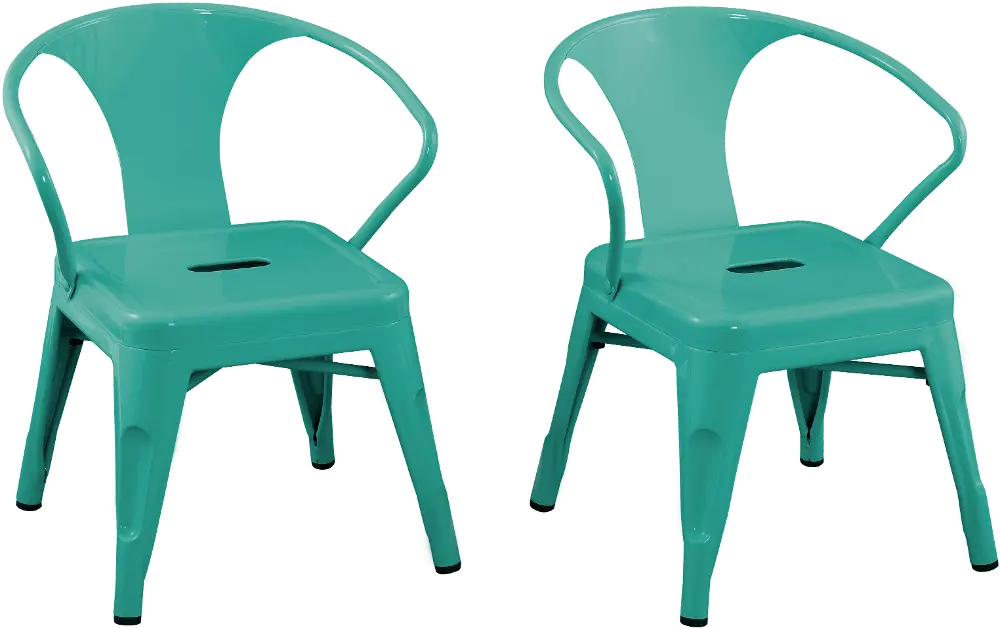 Kids Teal Metal Activity Chairs - Set of 2-1