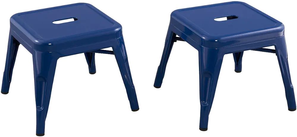 Kids Navy Blue Metal Stools - Set of 2-1