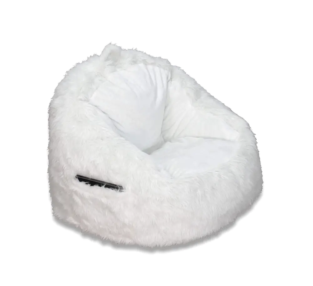 ACEssentials Cream Fur Bean Bag Chair with Pocket-1