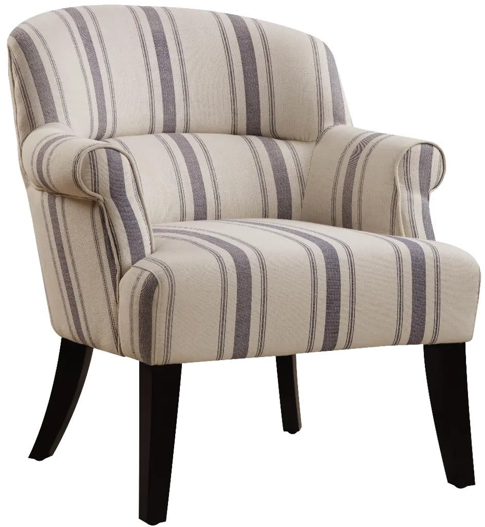 Oatmeal with Blue-Gray Striped Accent Chair - Modern Eclectic-1